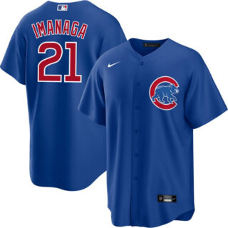 Men's Chicago Cubs #21 Shu014dta Imanaga Blue Cool Base Stitched Baseball Jersey