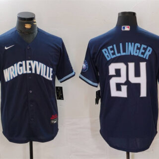 Men's Chicago Cubs #24 Cody Bellinger Navy City Connect Cool Base Stitched Baseball Jersey