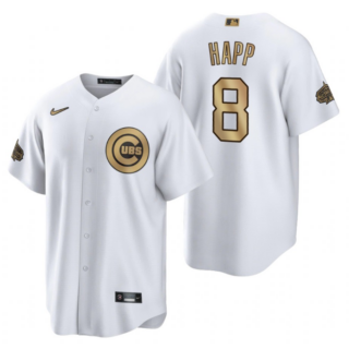 Men's Chicago Cubs #8 Ian Happ 2022 All-Star White Cool Base Stitched Baseball Jersey