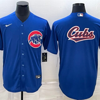 Men's Chicago Cubs Royal Team Big Logo Cool Base Stitched Jersey
