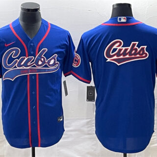 Men's Chicago Cubs Royal Team Big Logo Cool Base Stitched Jersey