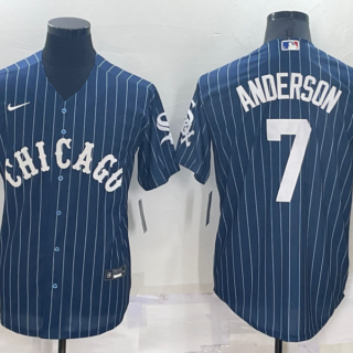 Men's Chicago White Sox #7 Tim Anderson Navy Cool Base Stitched Jersey