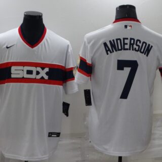 Men's Chicago White Sox #7 Tim Anderson Throwback Cool Base Stitched Jersey