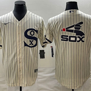 Men's Chicago White Sox Cream Team Big Logo Cool Base Stitched Jersey