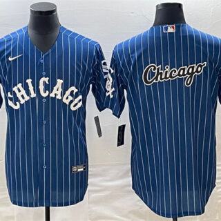 Men's Chicago White Sox Navy Team Big Logo Cool Base Stitched Jersey