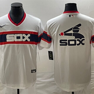 Men's Chicago White Sox White Team Big Logo Cool Base Stitched Jersey