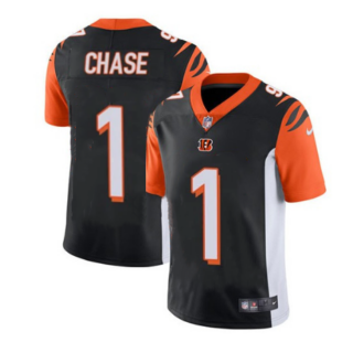 Men's Cincinnati Bengals #1 Ja'Marr Chase Black Vapor Untouchable Limited Stitched Jersey