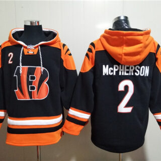 Men's Cincinnati Bengals #2 Evan McPherson Orange Black Ageless Must-Have Lace-Up Pullover Hoodie