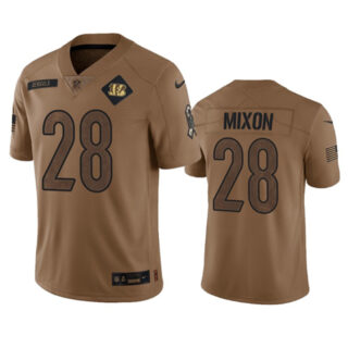 Men's Cincinnati Bengals #28 Joe Mixon 2023 Brown Salute To Service Limited Stitched Jersey