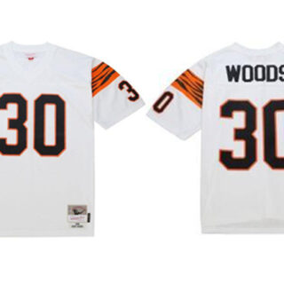 Men's Cincinnati Bengals #30 Ickey Woods White 1988 Stitched Jersey