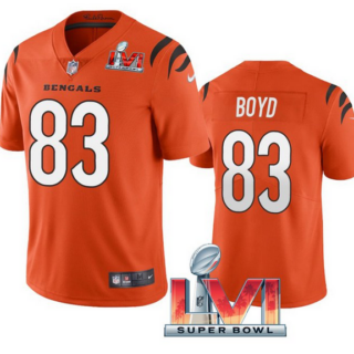Men's Cincinnati Bengals #83 Tyler Boyd 2022 Orange Super Bowl LVI Vapor Limited Stitched Jersey