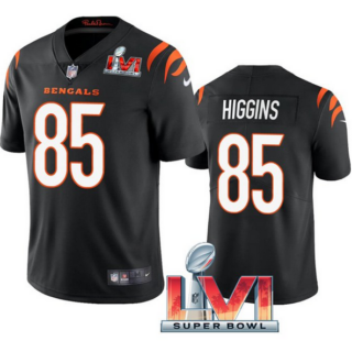 Men's Cincinnati Bengals #85 Tee Higgins 2022 Black Super Bowl LVI Vapor Limited Stitched Jersey
