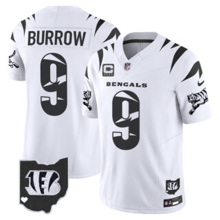 Men's Cincinnati Bengals #9 Joe Burrow White F.U.S.E. With 4-Star C Patch Special Vapor Untouchable Limited Stitched Football Jerseys