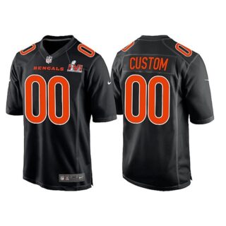 Men's Cincinnati Bengals ACTIVE PLAYER Custom 2022 Black Super Bowl LVI Game Stitched Jersey