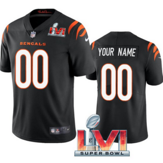 Men's Cincinnati Bengals ACTIVE PLAYER Custom 2022 Black Super Bowl LVI Vapor Limited Stitched Jersey