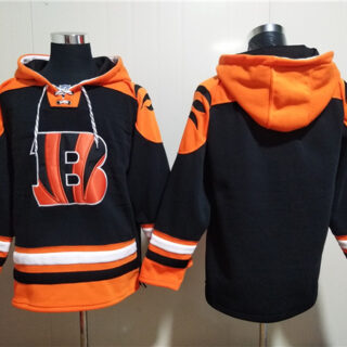 Men's Cincinnati Bengals Blank Orange Black Ageless Must-Have Lace-Up Pullover Hoodie