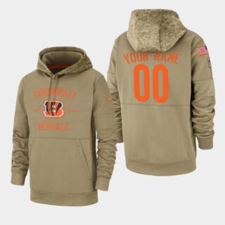 Men's Cincinnati Bengals Custom 2019 Salute to Service Sideline Therma Pullover Hoodie - Tan