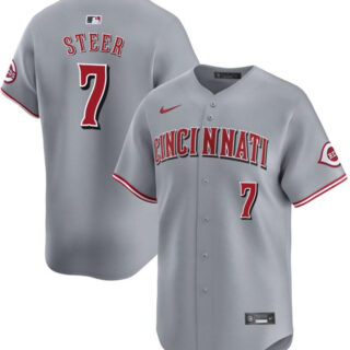 Men's Cincinnati Reds #7 Spencer Steer Grey Away Limited Stitched Baseball Jersey