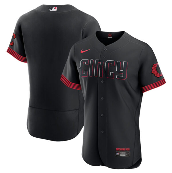 Men's Cincinnati Reds Active Player Custom Black 2023 City Connect Flex Base Stitched Jersey