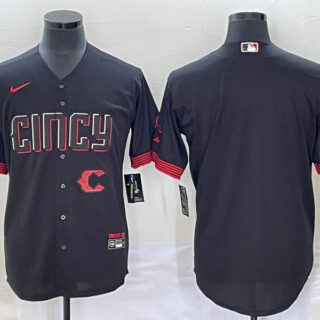 Men's Cincinnati Reds Blank Black 2023 City Connect With Patch Stitched Jersey