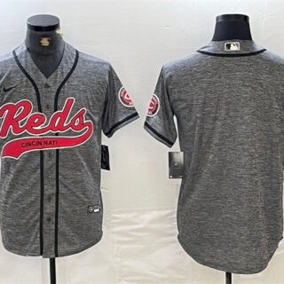 Men's Cincinnati Reds Blank Grey Cool Base Stitched Baseball Jersey