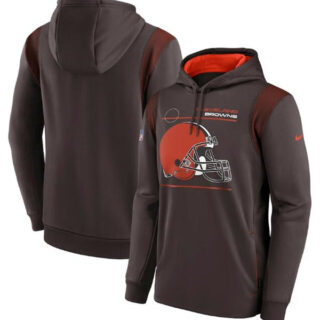 Men's Cleveland Browns 2021 Brown Sideline Logo Performance Pullover Hoodie