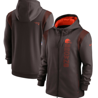 Men's Cleveland Browns 2021 Brown Sideline Team Performance Full-Zip Hoodie