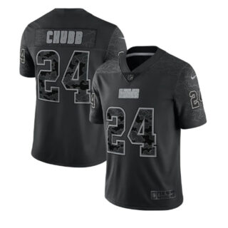 Men's Cleveland Browns #24 Nick Chubb Black Reflective Stitched Jersey