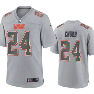 Men's Cleveland Browns #24 Nick Chubb Grey Atmosphere Fashion Stitched Game Jersey