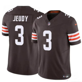 Men's Cleveland Browns #3 Jerry Jeudy Brown 2023 F.U.S.E. Vapor Limited Stitched Football Jersey