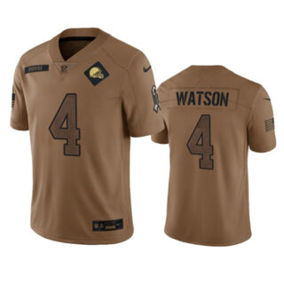 Men's Cleveland Browns #4 Deshaun Watson 2023 Brown Salute To Service Limited Stitched Jersey