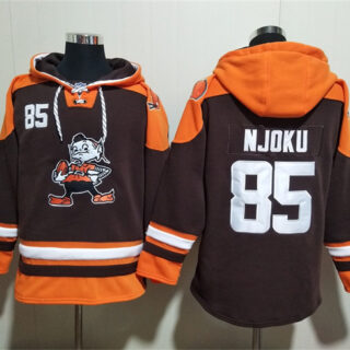 Men's Cleveland Browns #85 David Njoku Brown Ageless Must-Have Lace-Up Pullover Hoodie