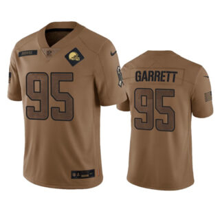 Men's Cleveland Browns #95 Myles Garrett 2023 Brown Salute To Service Limited Stitched Jersey