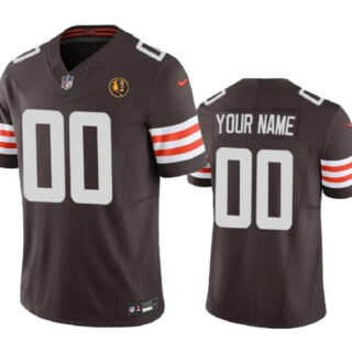 Men's Cleveland Browns Active Player Custom Brown 2023 F.U.S.E. With John Madden Patch Vapor Limited Stitched Football Jersey