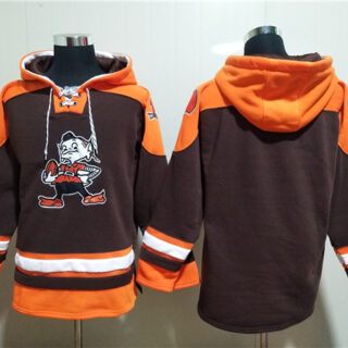 Men's Cleveland Browns Blank Brown Lace-Up Pullover Hoodie