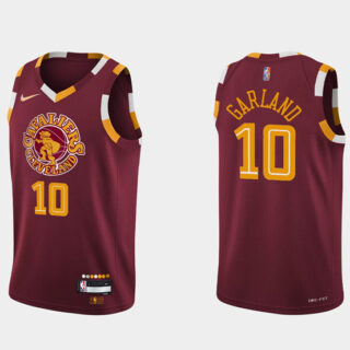 Men's Cleveland Cavaliers #10 Darius Garland Wine Red 2021 2022 75th Anniversary City Edition Swingman Stitched Jersey