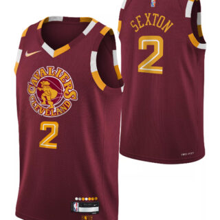 Men's Cleveland Cavaliers #2 Collin Sexton Red 2021 2022 75th Anniversary City Edition Swingman Stitched Jersey