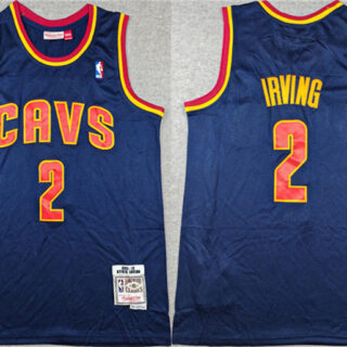 Men's Cleveland Cavaliers #2 Kyrie Irving Navy Throwback Stitched Jersey