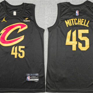Men's Cleveland Cavaliers #45 Donovan Mitchell Black Statement Edition Stitched Jersey