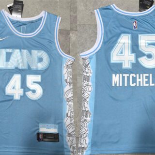Men's Cleveland Cavaliers #45 Donovan Mitchell Light Blue 2024 City Edition Stitched Jersey