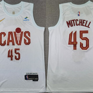 Men's Cleveland Cavaliers #45 Donovan Mitchell White Association Edition Stitched Jersey