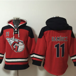 Men's Cleveland Guardians #11 José Ramírez Black Red Ageless Must-Have Lace-Up Pullover Hoodie