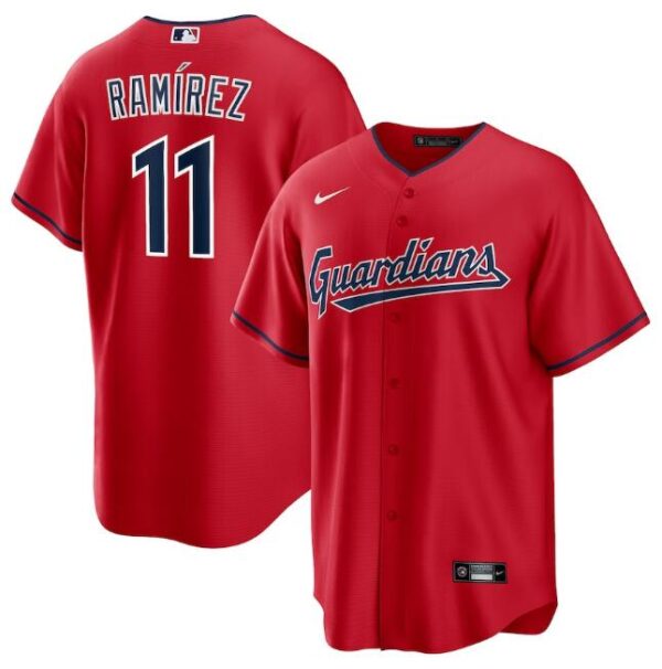Men's Cleveland Guardians #11 José Ramírez Red Cool Base Stitched Baseball Jersey