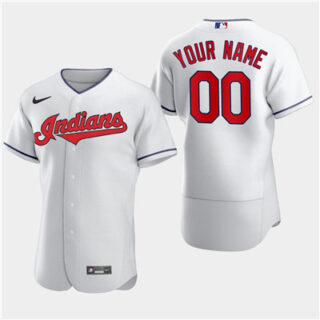 Men's Cleveland Indians Custom Nike White Flexbase Jersey