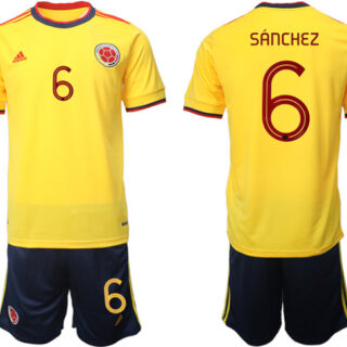Men's Colombia #6 Davinson Sanchez Yellow Home Soccer Jersey Suit