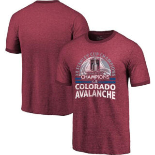 Men's Colorado Avalanche Burgundy 3-Time Stanley Cup Champions Ringer Tri-Blend T-Shirt