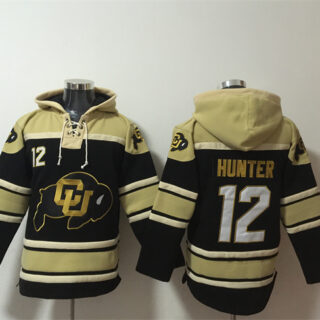 Men's Colorado Buffaloes #12 Travis Hunter Black Ageless Must-Have Lace-Up Pullover Hoodie