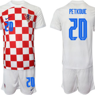 Men's Croatia #20 Petkduic White Home Soccer Jersey Suit