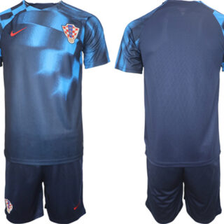 Men's Croatia Custom Navy Away Soccer Jersey Suit