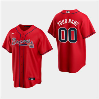 Men's Custom Atlanta Braves 2020 Red Alternate Replica Jersey